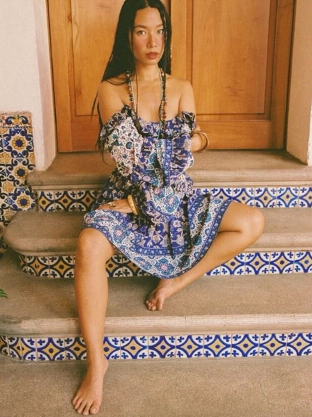 Spell Bohemian Retro 70 Gypsy Hippie Clairvoyant Mini Dress Large Witchy